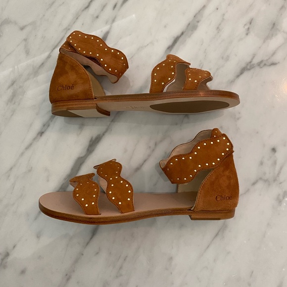 Chloe NIB Girls EU 33 Suede Studded Sandals - Picture 3 of 9